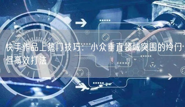 快手作品上热门技巧：小众垂直领域突围的冷门但高效打法