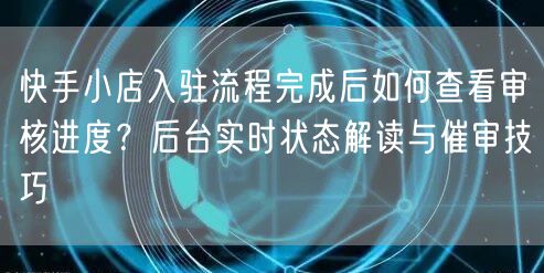 快手小店入驻流程完成后如何查看审核进度？后台实时状态解读与催审技巧
