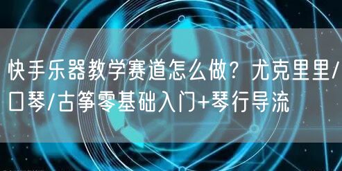快手乐器教学赛道怎么做？尤克里里/口琴/古筝零基础入门+琴行导流